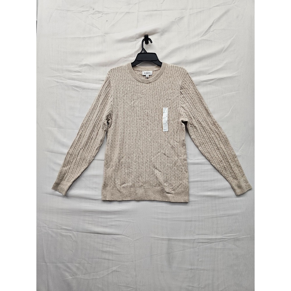 Goodfellow & Co Mens Pullover Sweater Cream Cotton Blend Casual Size Small